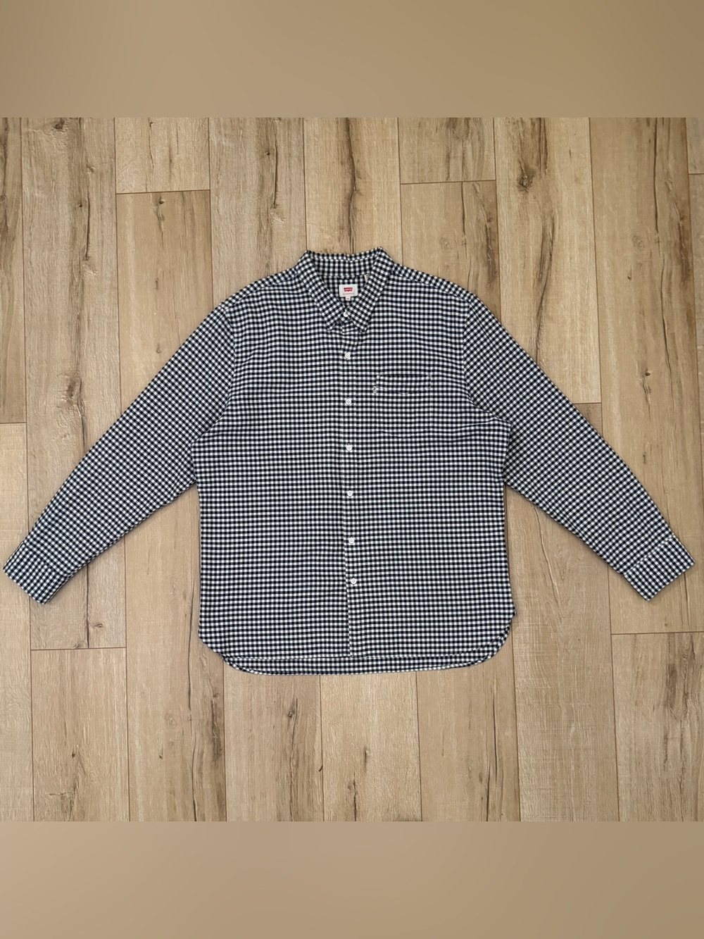 Levi’s Mens XXL Navy Gingham Check Button Up Long Sleeve Flannel Casual Shirt